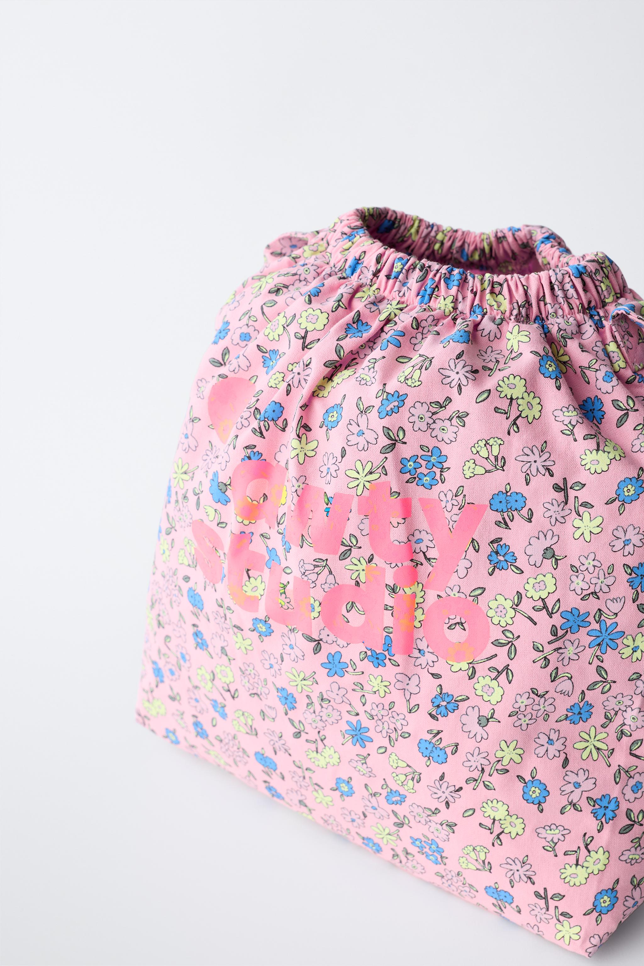SAC À IMPRIMÉ FLEURS ET INSCRIPTION